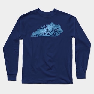 Kentucky Mountain Biking Blues State Outline Bike Lover Long Sleeve T-Shirt